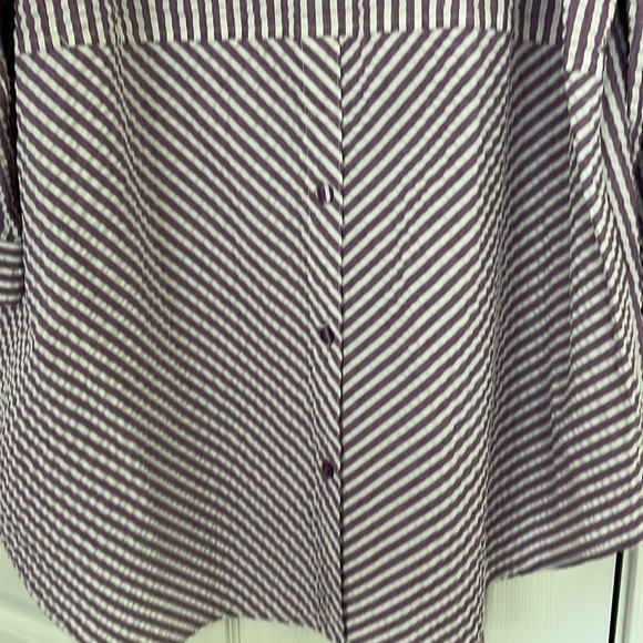 Joan Rivers lavender/white striped seersucker swing top 1X - Picture 3 of 8
